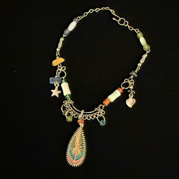 Handmade Jewelry - Colorful Beaded anklet with Pendant